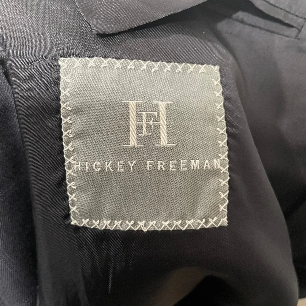 Hickey Freeman Madison Suit 42 Long‎ Charcoal Windowpane Worsted Wool Mens 34x31